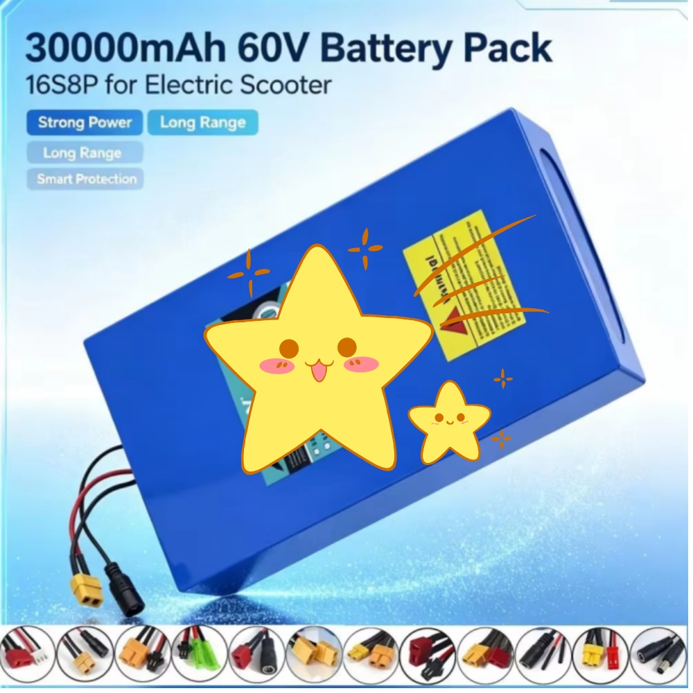 60V 30Ah Electric Scooter Battery - Batterie lithium 18650 haute puissance 16S8P